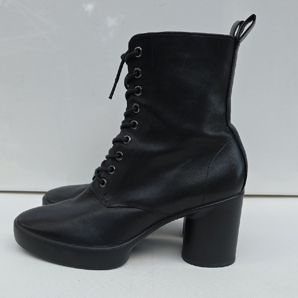 469 ECCO Shape Sculpted Motion 55 Black Leather Lace-Up Boots Size 41 (10-10.5) - Picture 3 of 8